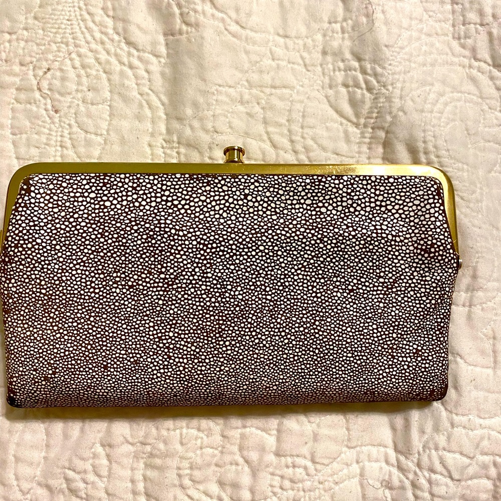 HOBO brown white dots clutch wallet
